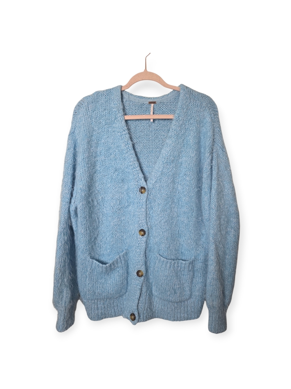 Women's NWOT Free People Nevermind Fuzzy Cardigan in blue butterfly, size‎ XS